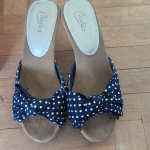 Candie's Navy Polka Dot Mule Heels Size 9